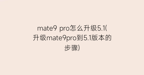 “mate9pro怎么升级5.1(升级mate9pro到5.1版本的步骤)